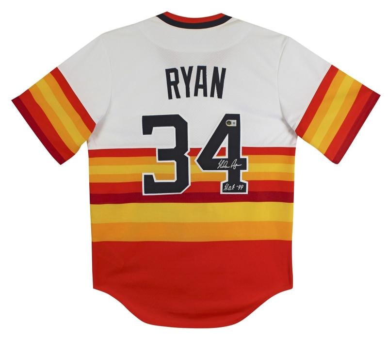 Astros Nolan Ryan "HOF 99" Authentic Signed Rainbow Nike CC Jersey BAS - 2