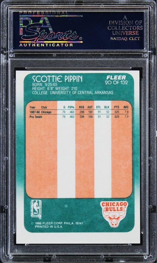 Bulls Scottie Pippen Authentic Signed 1988 Fleer #20 Rookie Card PSA/DNA Slabbed - 2