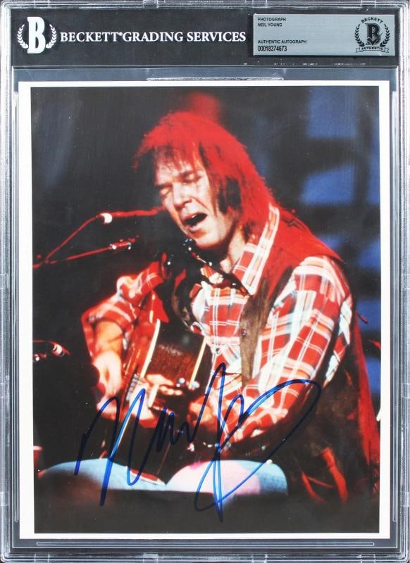 Neil Young Crosby, Stills, Nash & Young Authentic Signed 8x10 Photo BAS Slabbed (1 of 2)