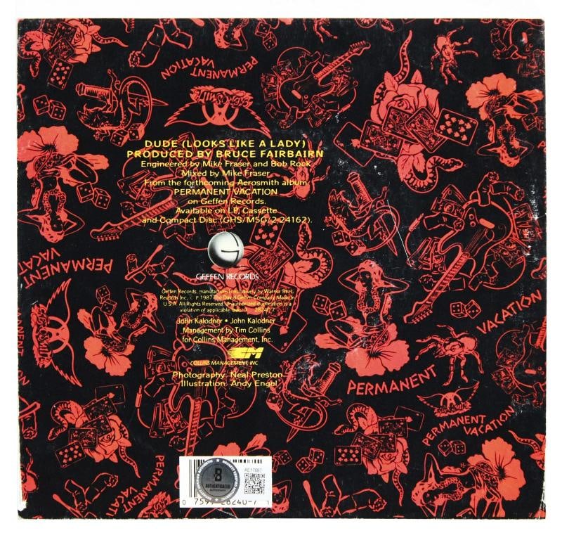 Aerosmith (5) Tyler, Perry, Hamilton +2 Signed 45 RPM Album Cover W/ Vinyl BAS - 3