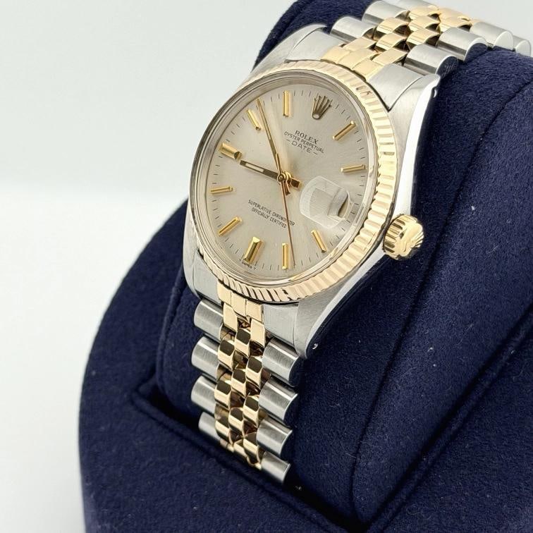Rolex Date 1500 34mm Silver Dial 18k Yellow Gold Stainless Steel Jubilee - 6