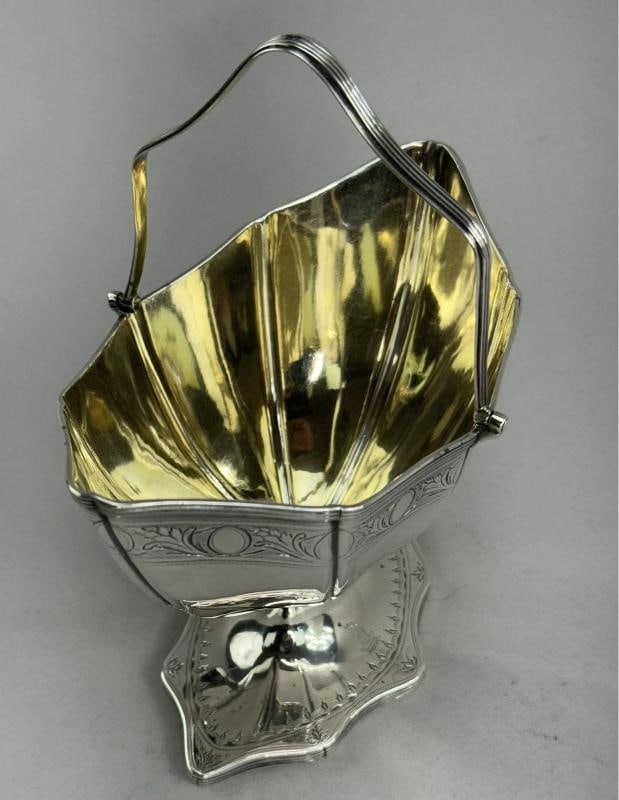 Lovely Antique English Georgian Sterling Silver Handled Basket 1790 - 3