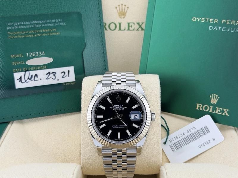 Rolex Datejust 41 126334 41mm Black Dial 18k White Gold Steel Jubilee Box Paper - 10