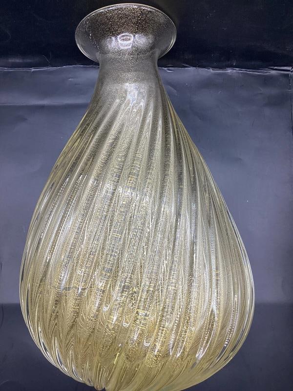 Vintage Pair of Murano Glass Bubble Vases with Sommerso Gold, 1960s Barovier - 13