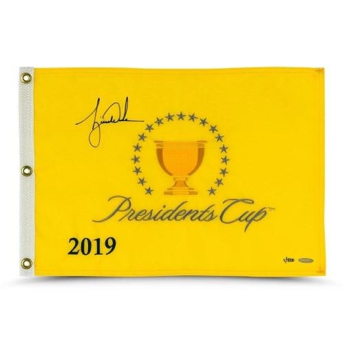 Tiger Woods Signed Autographed 2019 President's Cup Pin Flag #/500 UDA IS: Player: Tiger Woods,Sport: Golf-PGA,Product: Flag,Original/Reprint: Original,Autograph Authentication: Upper Deck,Signed: yes,Country of Origin: United States