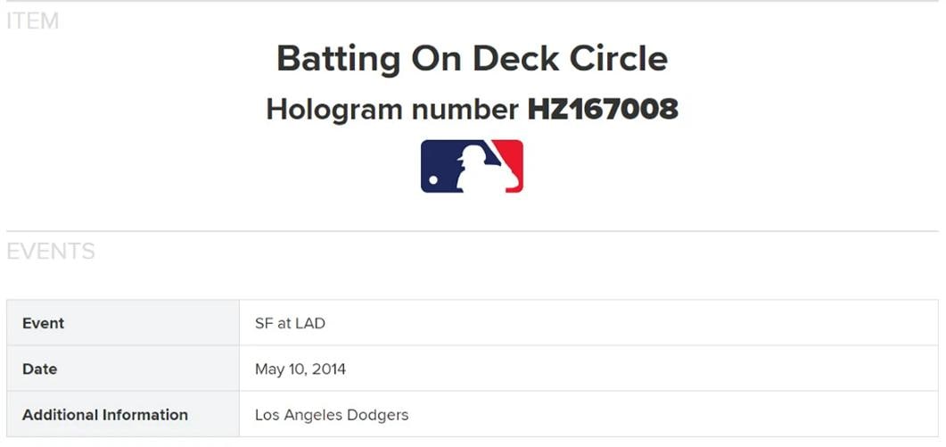 Dodgers Batting on Deck Circle Official 2014 Game Used Dodger Stadium MLB - 4