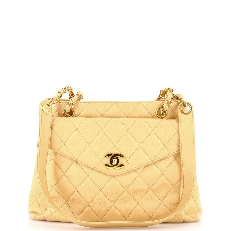Chanel Vintage Front Pocket Shoulder Bag Quilted Caviar Medium (1 of 8)