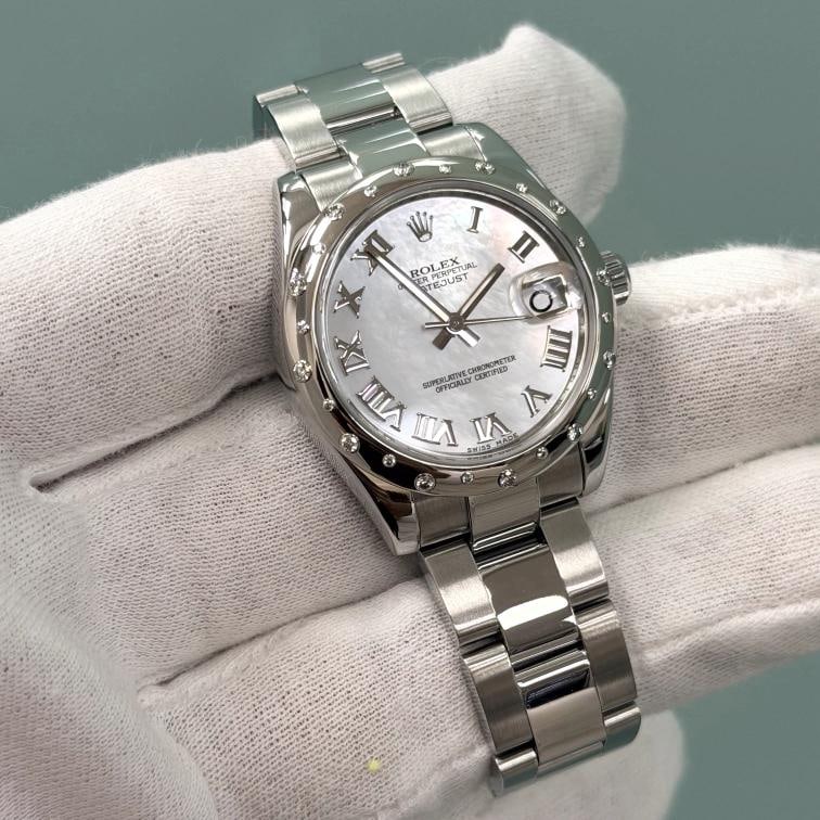 Rolex Datejust Midsize 178344 31mm Mother of Pearl Dial Diamond Bezel Steel - 2
