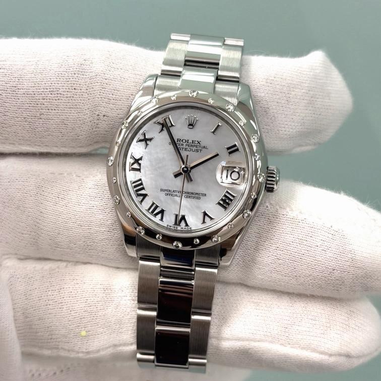 Rolex Datejust Midsize 178344 31mm Mother of Pearl Dial Diamond Bezel Steel - 3