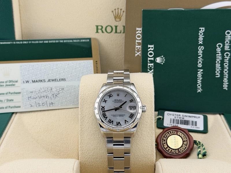 Rolex Datejust Midsize 178344 31mm Mother of Pearl Dial Diamond Bezel Steel - 4