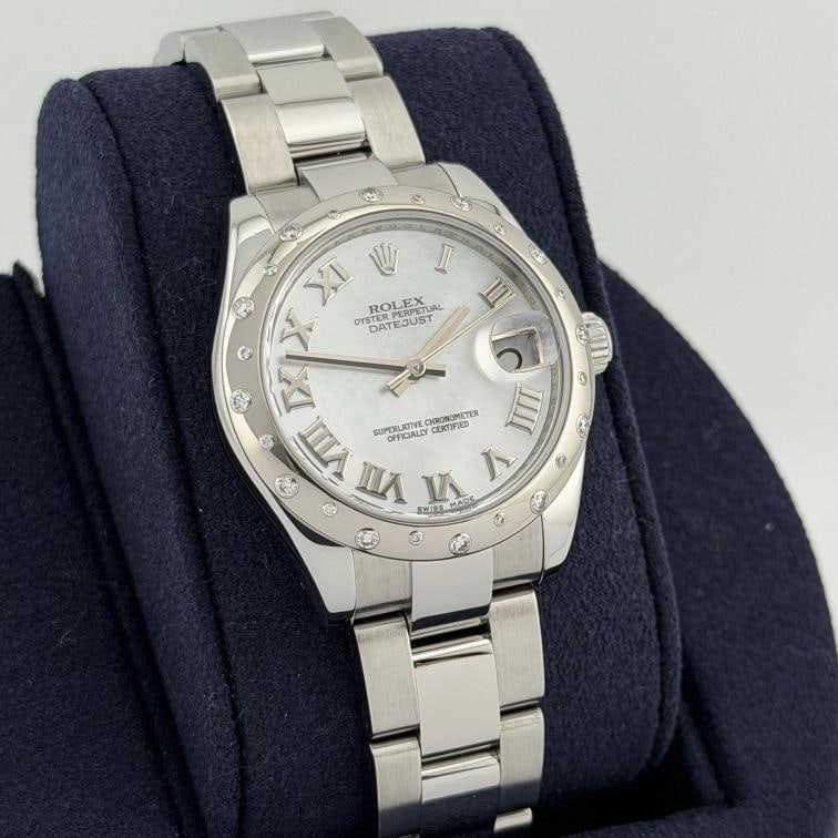 Rolex Datejust Midsize 178344 31mm Mother of Pearl Dial Diamond Bezel Steel - 5