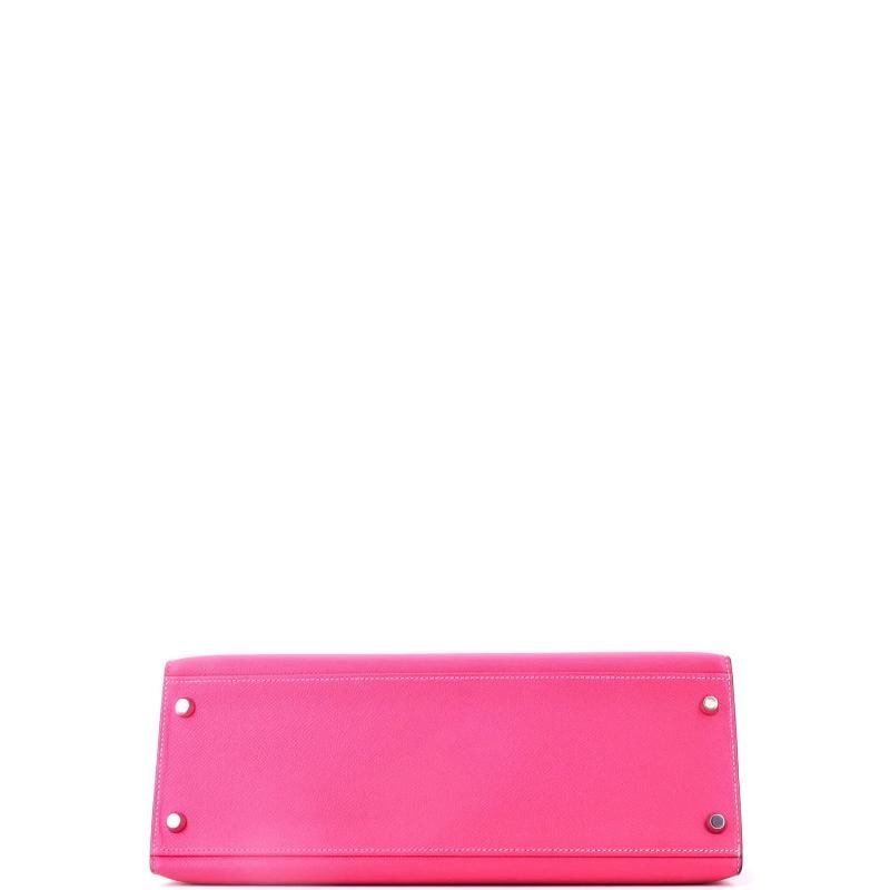 Hermes Kelly Handbag Pink Epsom with Palladium Hardware 32 - 4