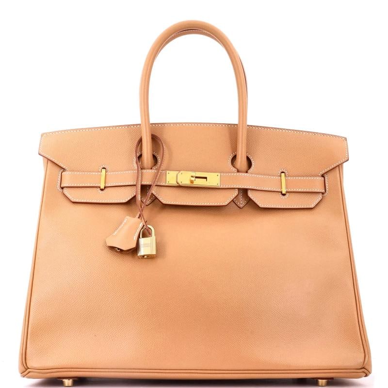 Hermes Birkin Handbag Brown Courchevel with Gold Hardware 35: Accessories: Keys, Clochette, Lock Measurements: Handle Drop None", Height 10", Width 14", Depth 7", Strap Drop None" . Condition: Pre-owned - Good,Brand: Hermes,Exterior Material: Leather,Style: Tote