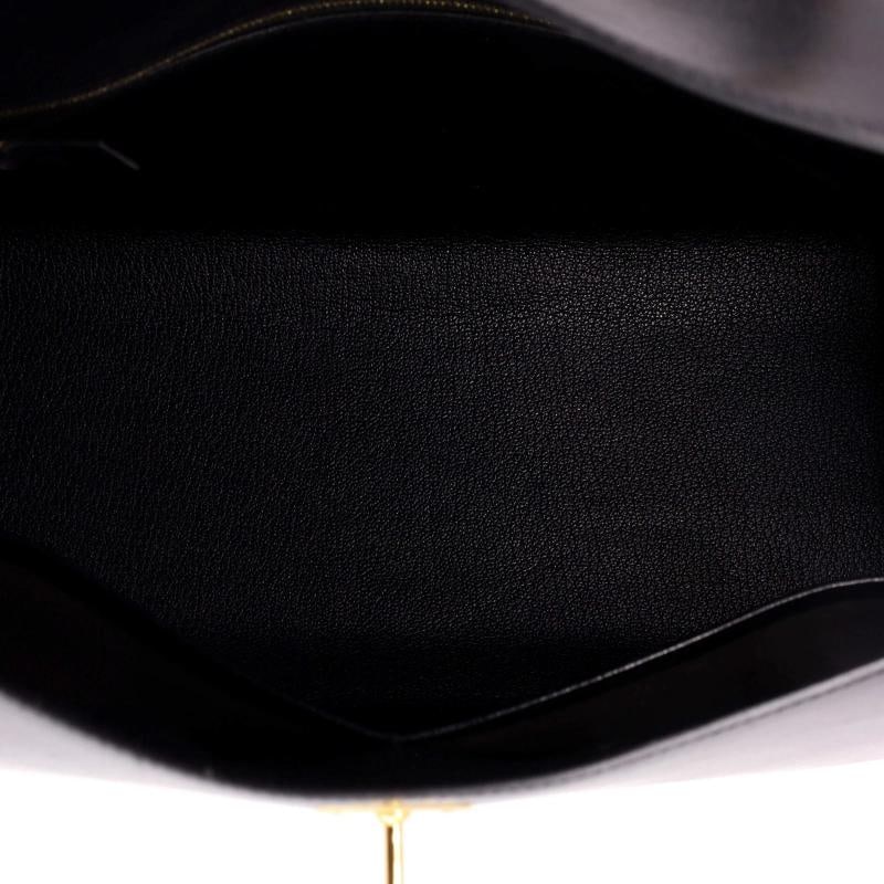 Hermes Kelly Handbag Black Box Calf with Gold Hardware 35 - 6