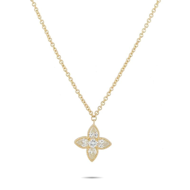 18K Yellow Gold 0.95ct Diamond Necklace: The pendant measures 0.50 round and is suspended from an 18 chain.. Condition: Pre-owned - Good: This item has been gently used but is in good condition. It might have a few signs ... Read moreabout t