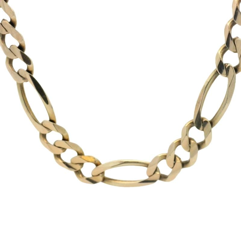 Men's Figaro Link Chain In 14k Yellow Gold: 20.5 inch length and 8.50mm Width . Condition: Pre-owned - Good,Brand: Unbranded,Type: Necklace,Closure: Lobster,Metal Purity: 14k,Occasion: Birthday, Christmas, Confirmation/Communion, Graduation,