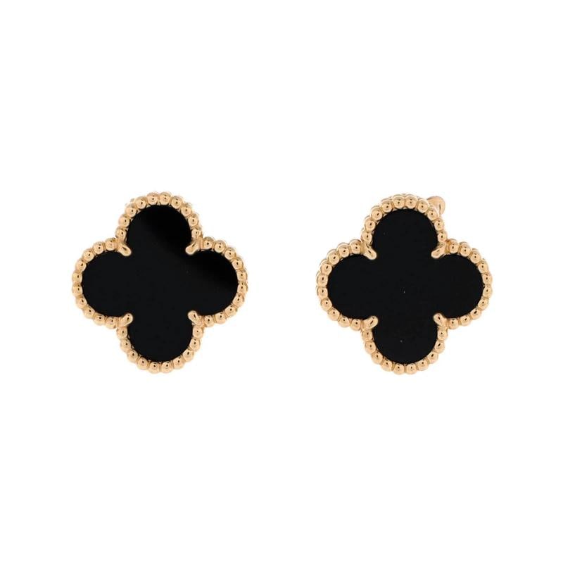 Van Cleef & Arpels Vintage Alhambra Earrings 18K Yellow Gold and Onyx: Measurements: Height/Length: 14.75 mm, Width: 14.90 mm . Condition: Pre-owned - Good,Brand: Van Cleef & Arpels,Main Stone: Onyx,Metal: 18K Yellow Gold,Metal Purity: 18K,Style: Earrings,Type: