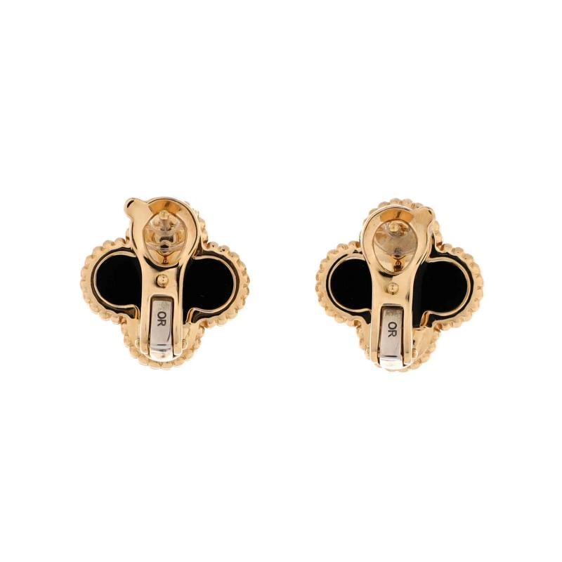 Van Cleef & Arpels Vintage Alhambra Earrings 18K Yellow Gold and Onyx - 3
