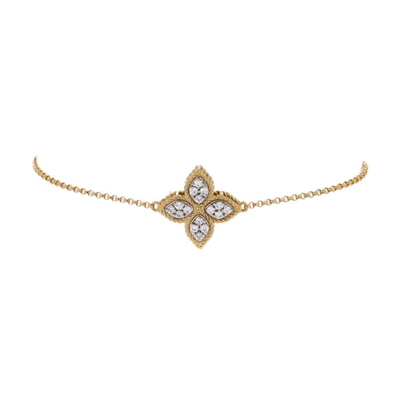 Roberto Coin Princess Flower Bracelet 18K Yellow Gold with Diamonds: Condition: Pre-owned - Good,Brand: Roberto Coin,Main Stone: Diamond,Metal: 18K White Gold,Metal Purity: 18K,Style: Bracelet,Type: Bracelet,Color: Yellow Gold,Material: Unknown