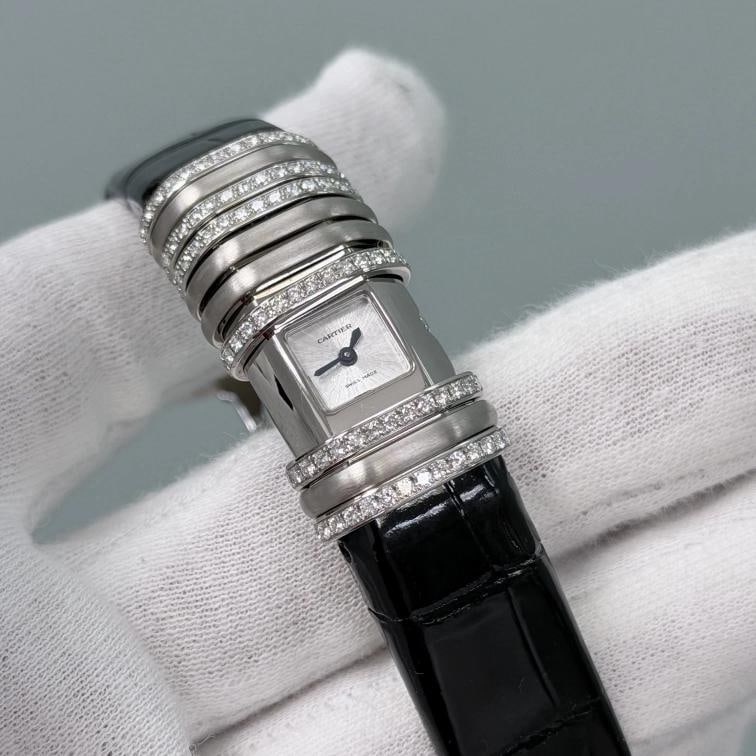 Cartier Declaration 2611 WT000450 18k White Gold 6 Diamond Bars Titanium - 2