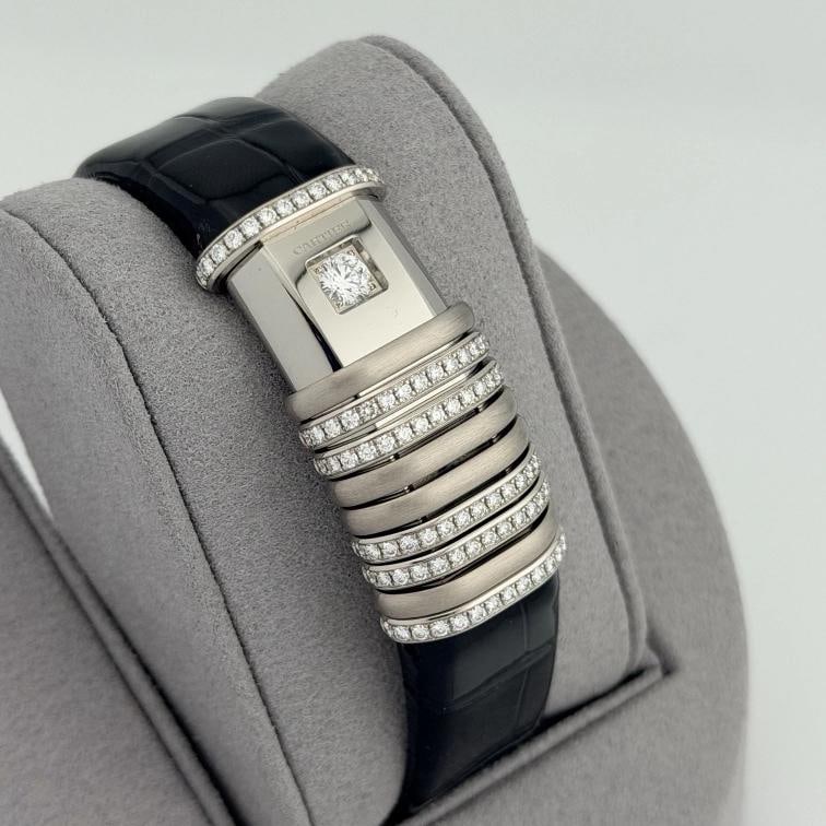 Cartier Declaration 2611 WT000450 18k White Gold 6 Diamond Bars Titanium - 4