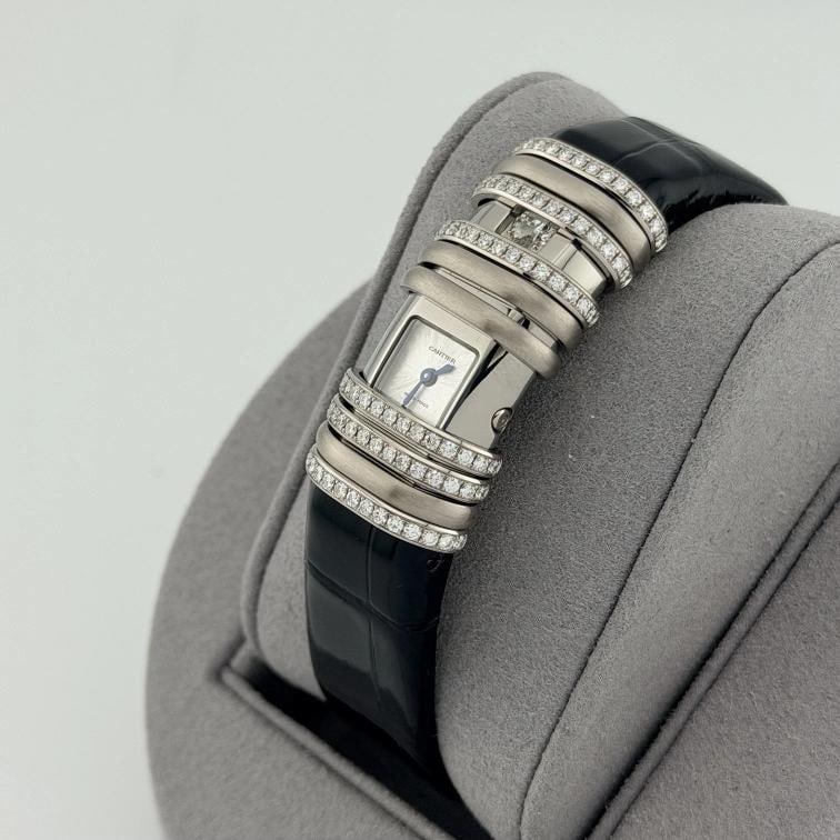 Cartier Declaration 2611 WT000450 18k White Gold 6 Diamond Bars Titanium - 7