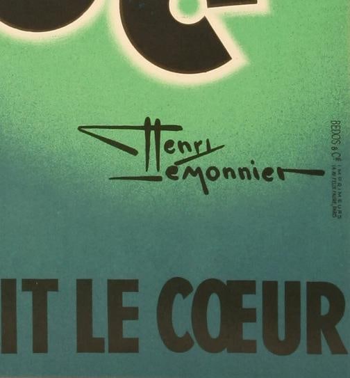 Vintage Alcohol Poster, Lemonnier, Cordial Medoc, Liquor, Heart, Brandy, 1936 - 2