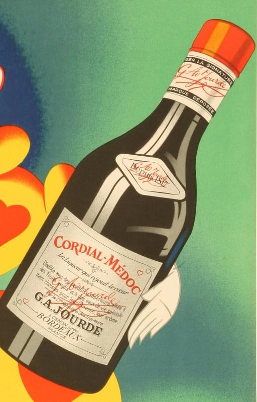 Vintage Alcohol Poster, Lemonnier, Cordial Medoc, Liquor, Heart, Brandy, 1936 - 4