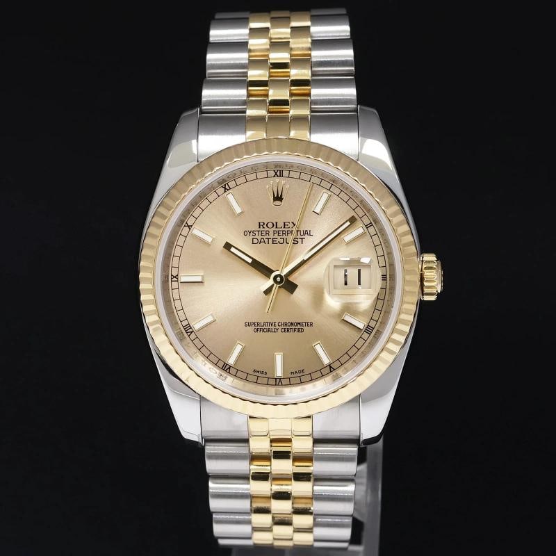 2014 MINT Rolex 116233 DateJust Jubilee 36mm Two Tone Gold Champagne Watch Box - 2