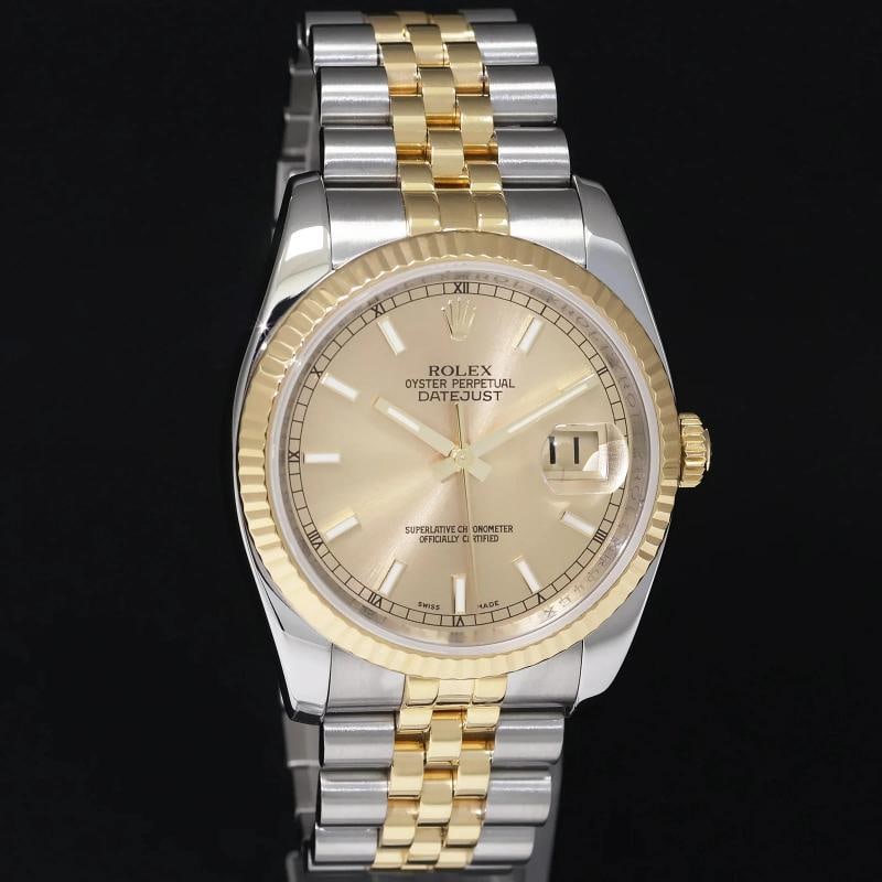 2014 MINT Rolex 116233 DateJust Jubilee 36mm Two Tone Gold Champagne Watch Box - 3