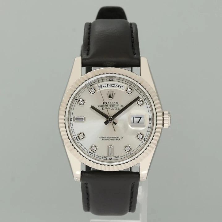 2013 MINT Rolex President Day Date 118239 White Gold Silver Diamond Watch Box - 2