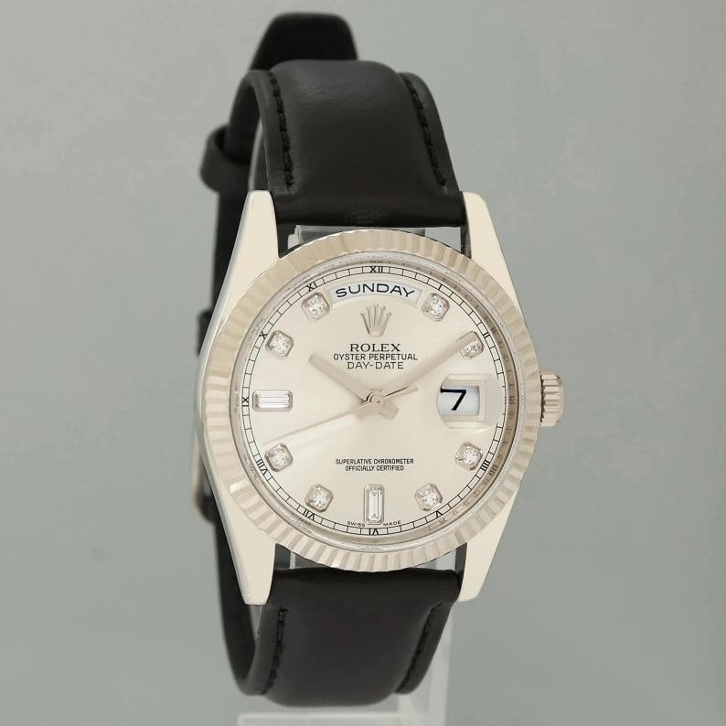 2013 MINT Rolex President Day Date 118239 White Gold Silver Diamond Watch Box - 3