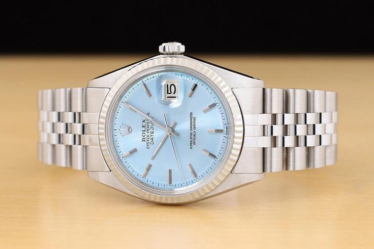 ROLEX DATEJUST ICE BLUE 36MM 18K WHITE GOLD STEEL MENS JUBILEE WATCH - 3