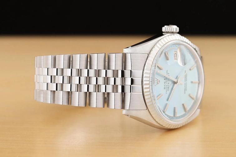ROLEX DATEJUST ICE BLUE 36MM 18K WHITE GOLD STEEL MENS JUBILEE WATCH - 6