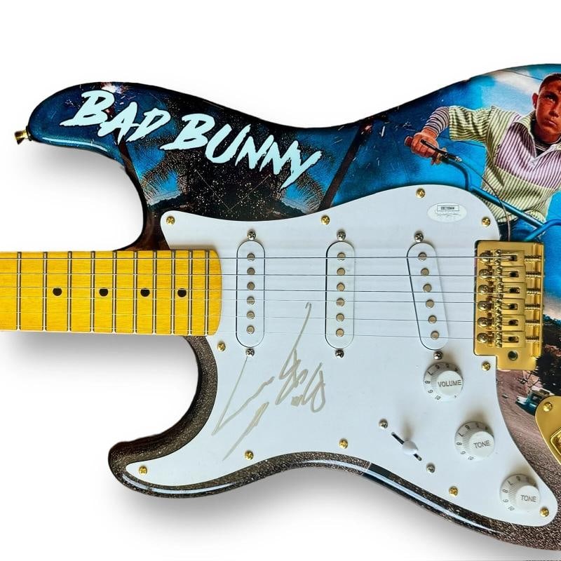 Bad Bunny Signed Guitar Custom Graphics JSA COA Benito Martinez YHLQMDLG - 2