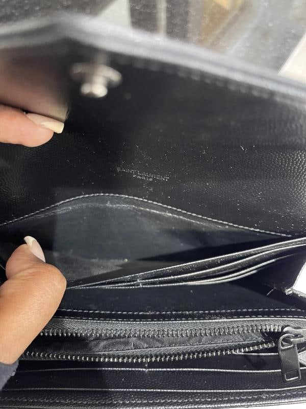 YSL Saint Laurent Monogram Large Flap Wallet in Grained Leather - 12