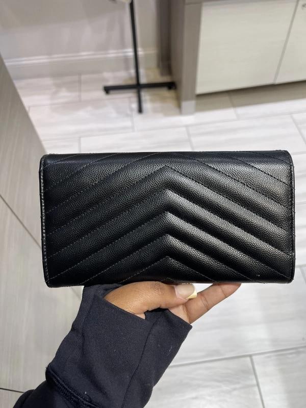 YSL Saint Laurent Monogram Large Flap Wallet in Grained Leather - 14