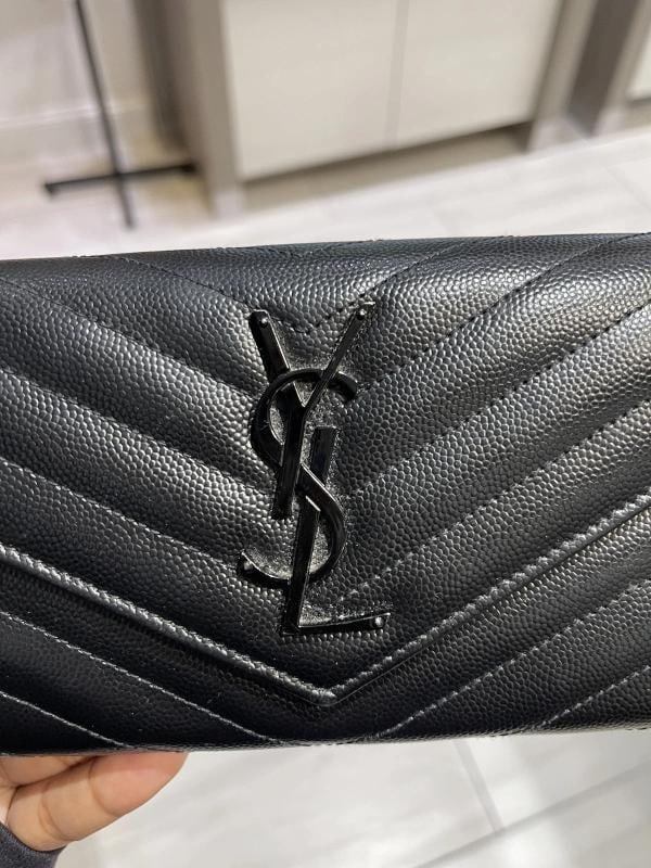 YSL Saint Laurent Monogram Large Flap Wallet in Grained Leather - 2