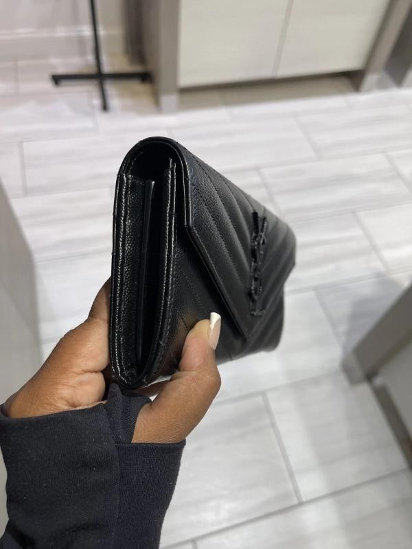 YSL Saint Laurent Monogram Large Flap Wallet in Grained Leather - 4