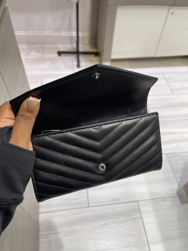 YSL Saint Laurent Monogram Large Flap Wallet in Grained Leather - 6