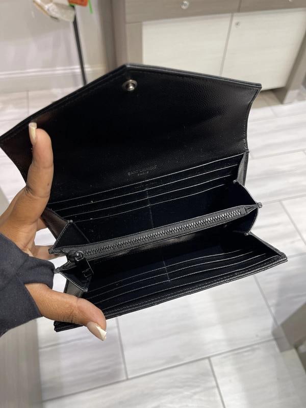 YSL Saint Laurent Monogram Large Flap Wallet in Grained Leather - 7