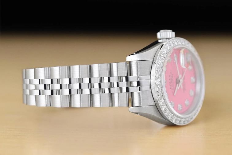 ROLEX LADIES DATEJUST 69174 PINK DIAL 18K WHITE GOLD STEEL DIAMOND JUBILEE WATCH - 7