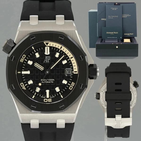PAPERS Audemars Piguet Royal Oak Offshore White Gold Black 42mm 15720CN Watch