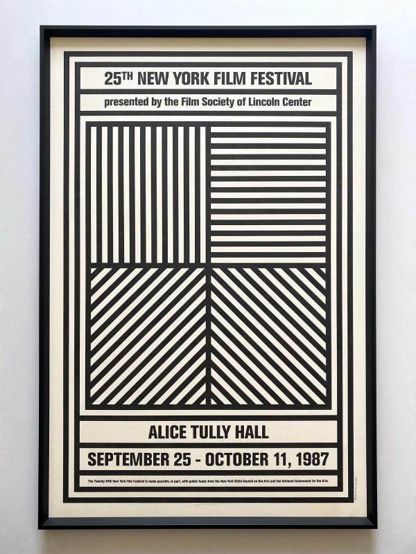 SOL LEWITT RARE 1987 SILKSCREEN PRINT FRAMED 25TH NEW YORK FILM FESTIVAL POSTER: THIS SOL LEWITT VERY RARE VINTAGE 1987 MODERNIST SILKSCREEN PRINT CUSTOM FRAMED EXTRA LARGE 25TH NEW YORK FILM FESTIVAL POSTER IS AN INCREDIBLY SPECIAL AND UNIQUE PIECE TO ADD TO YOUR COLLECTION. THE