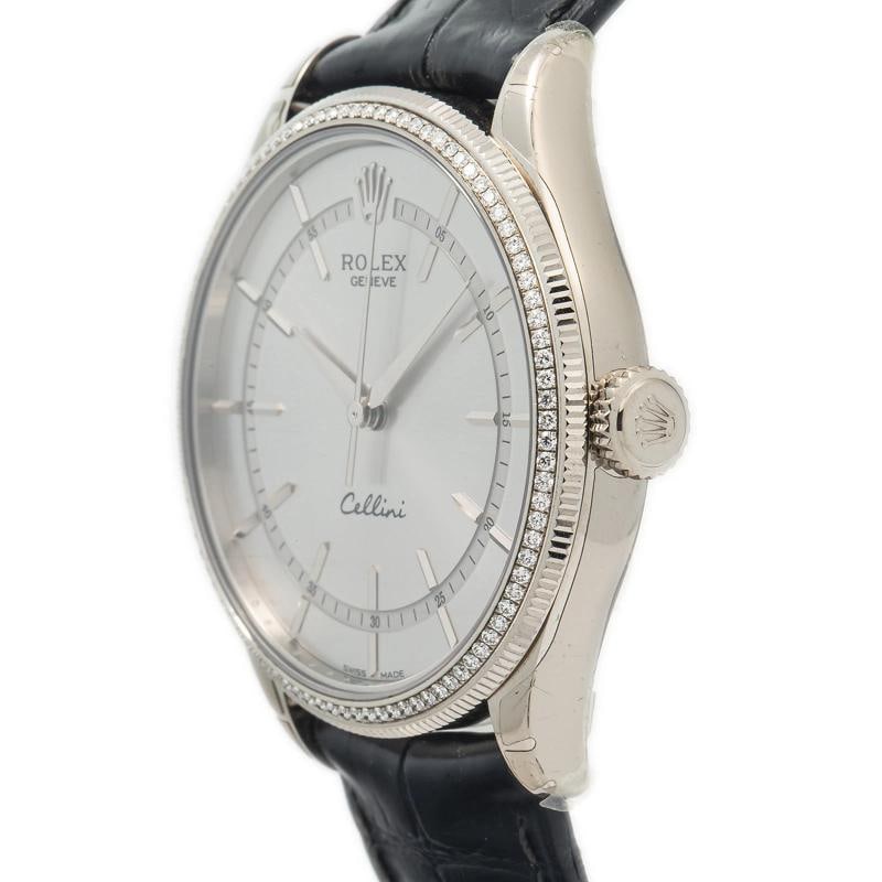 Rolex Cellini Time 50609 18k White Gold Rhodium Dial Factory Diamond Watch 39mm - 3