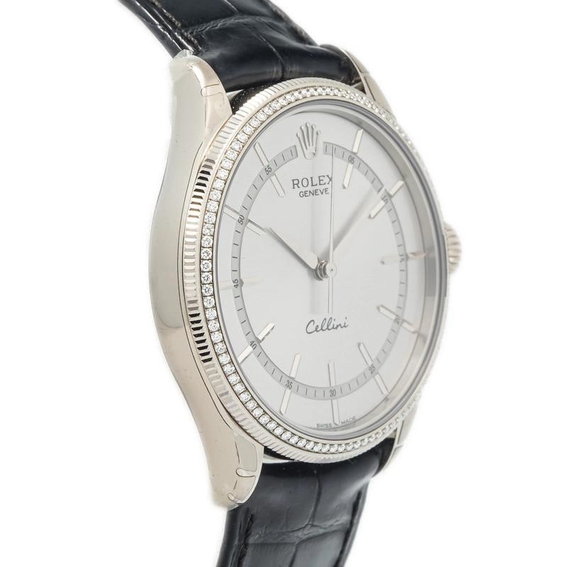 Rolex Cellini Time 50609 18k White Gold Rhodium Dial Factory Diamond Watch 39mm - 4
