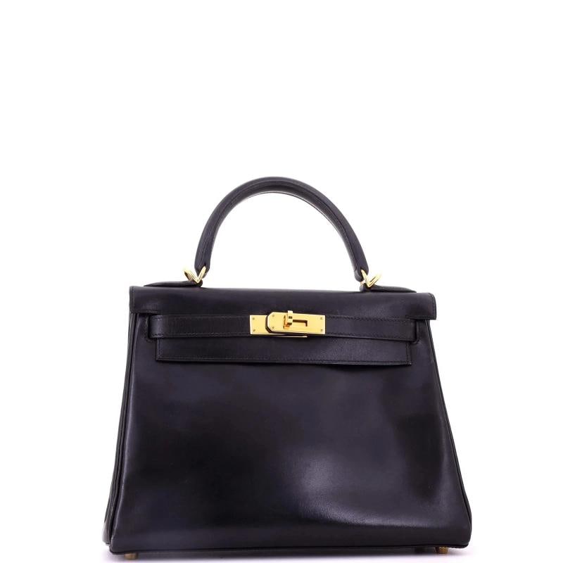 Hermes Kelly Handbag Black Box Calf with Gold Hardware 28 - 2