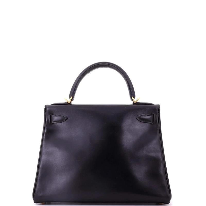 Hermes Kelly Handbag Black Box Calf with Gold Hardware 28 - 3