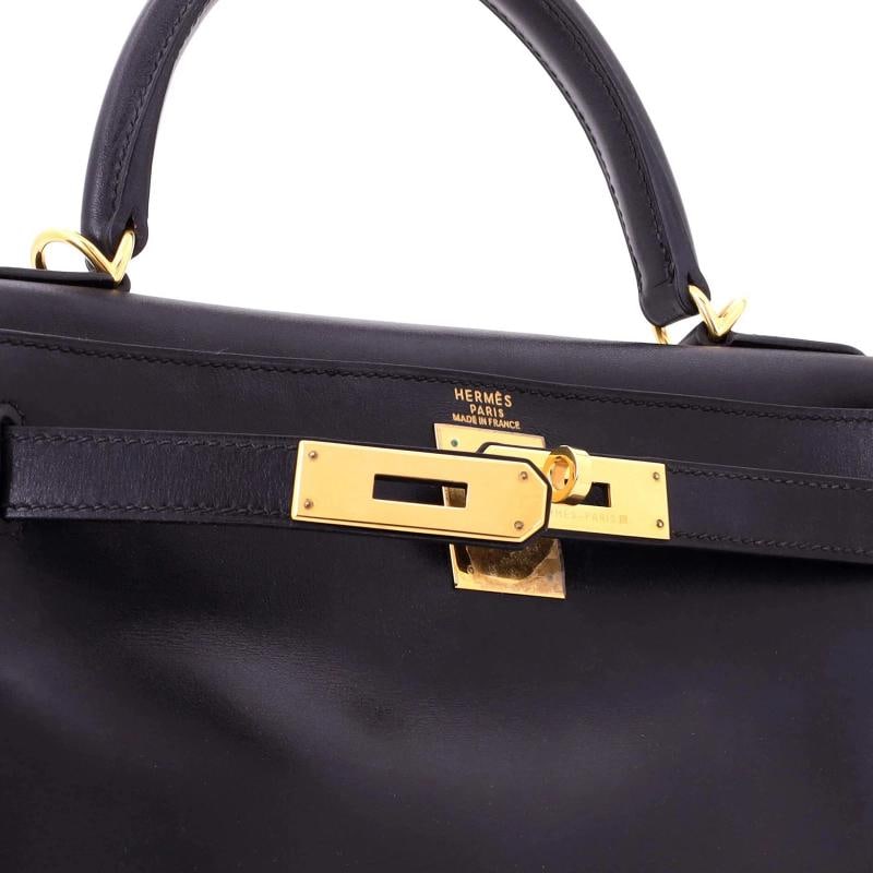 Hermes Kelly Handbag Black Box Calf with Gold Hardware 28 - 6
