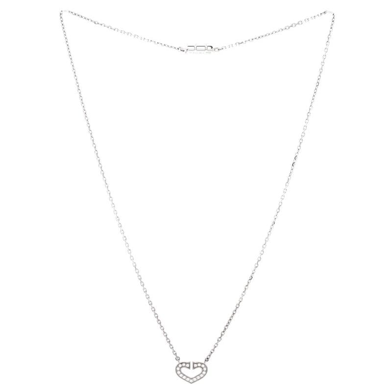 Cartier C Heart de Cartier Pendant Necklace 18K White Gold with Pave Diamonds - 3